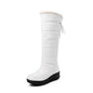 Women's Fuzzy Faux Fur Winter Snow Boots Fashion Platform Wedges Heel Pull on Waterproof