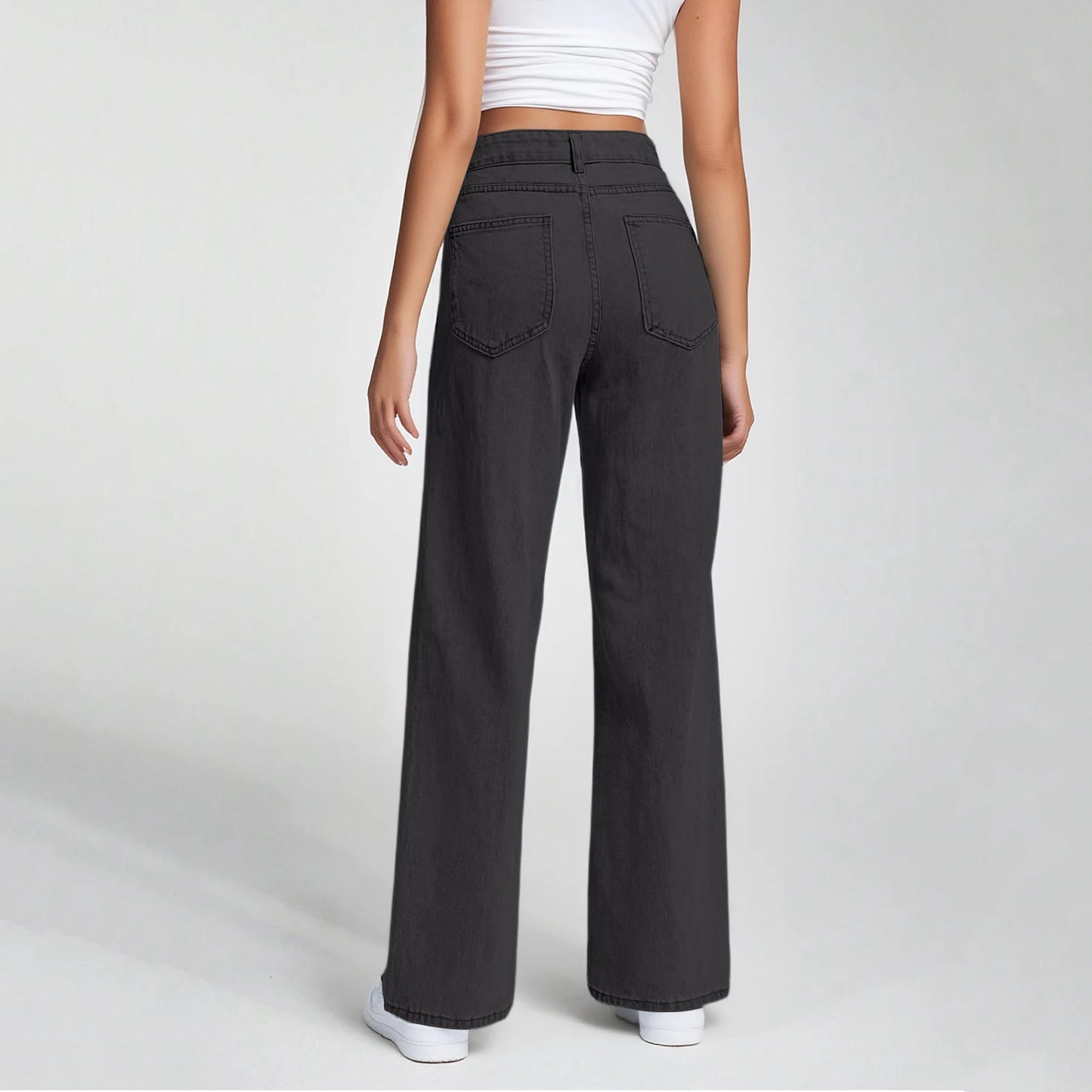 Ladies' High Waisted Straight Leg Pants Loose Casual