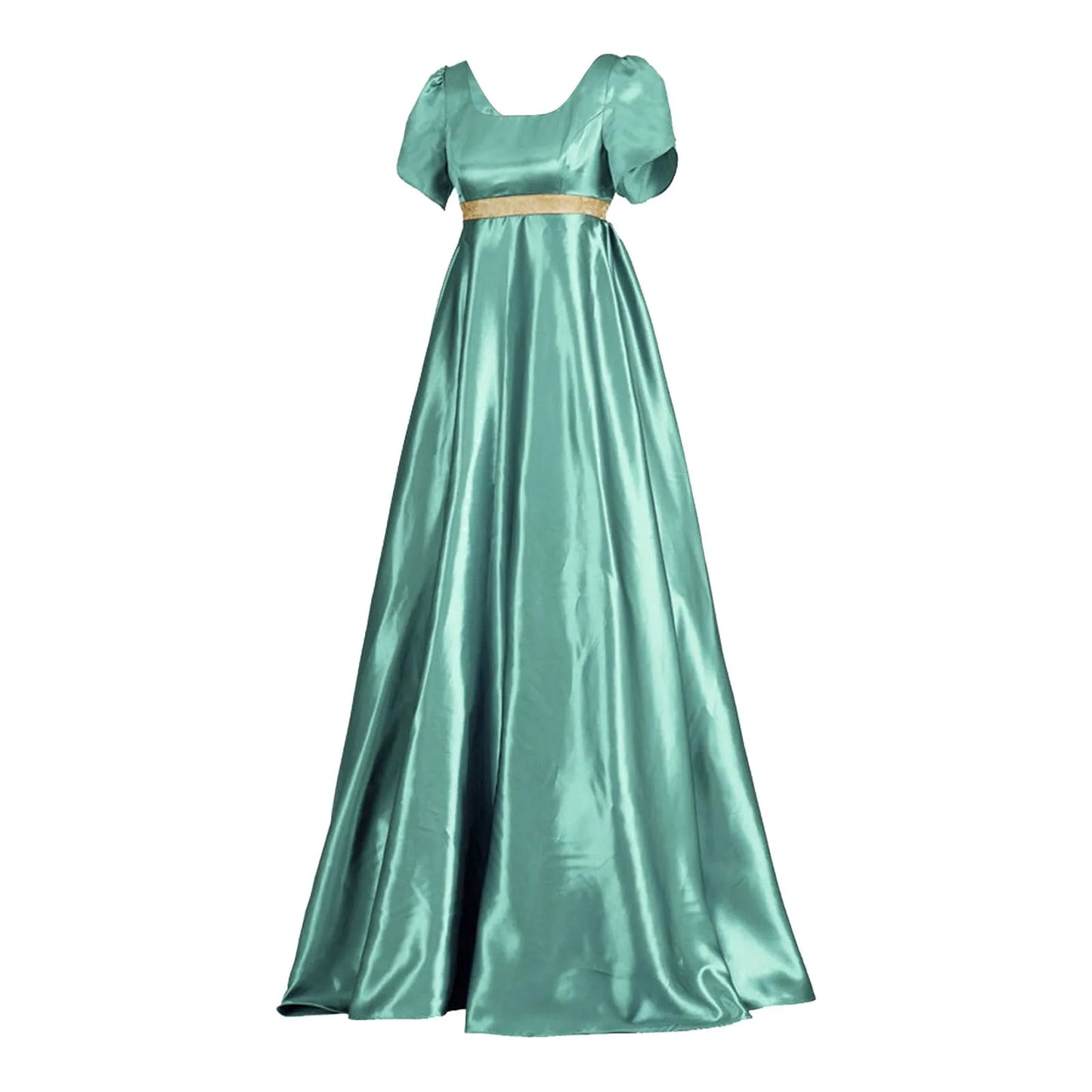 Medieval Vintage Satin Dress Short Sleeve High Waist Renaissance Dress