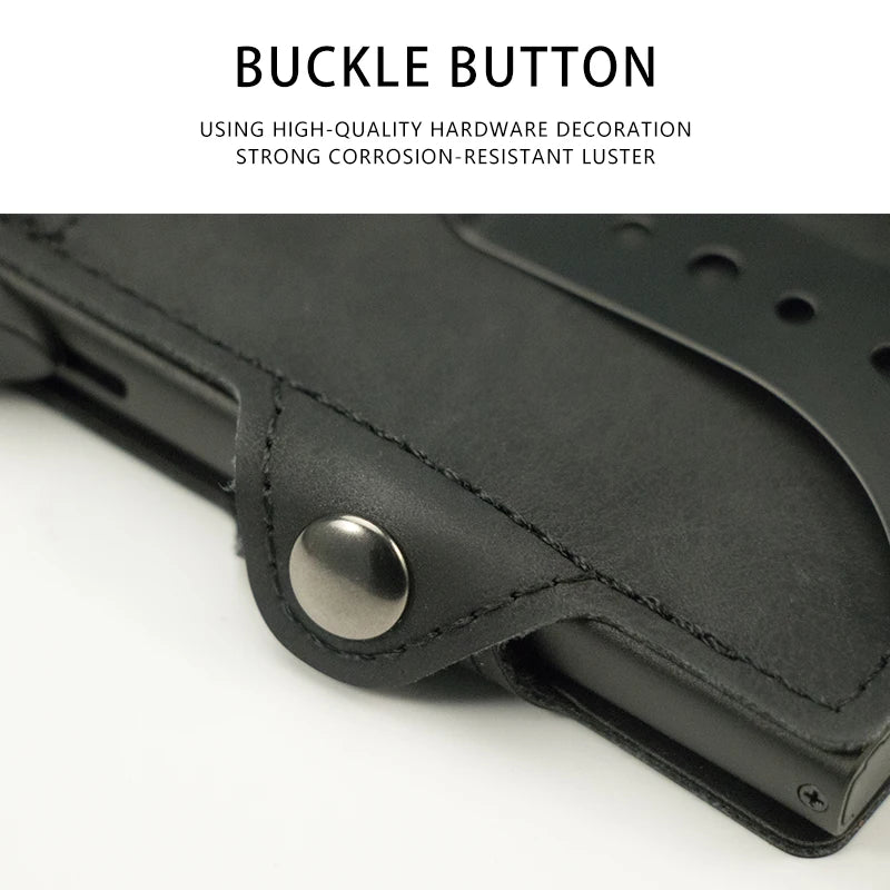 CASEKEY Top Quality Leather Cash Clip Wallet RFID NFC Protection Pop Up Metal Card Holder Case