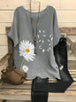 Plus Size Daisy Print Round Neck Drop Shoulder T-Shirt for Women, Casual Summer Top