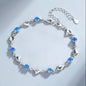 925 Sterling Silver Heart Shaped Necklace Bracelet Set Blue Crystal Bracelets
