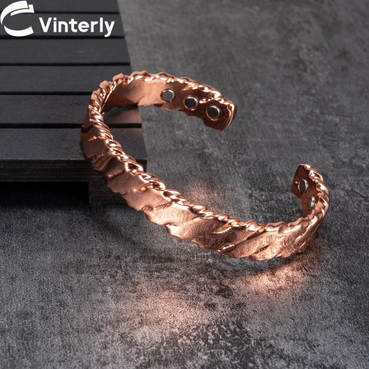 Pure Copper Magnetic Bracelet Arthritis Twisted Adjustable Cuff 12mm Magnetic Bangles