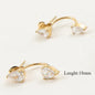 Front and Back Ear Waterdrop Zircon C-shaped, Stainless Steel Earring