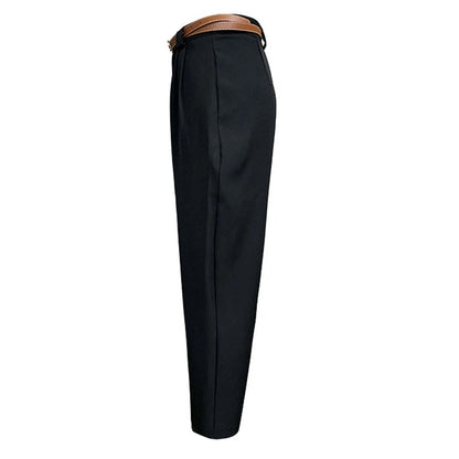 Elegant Women's Solid Color High Waist Ankle Length Straight Leg Dress Pants