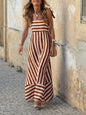Striped Sleeveless A-Line Maxi Dress for Women, Boho Summer Casual Dress