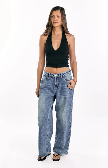 Heart Back Pocket Wide-Leg Jeans