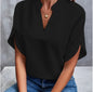 Summer Elegant Women's Blouse New V-neck Short Sleeve