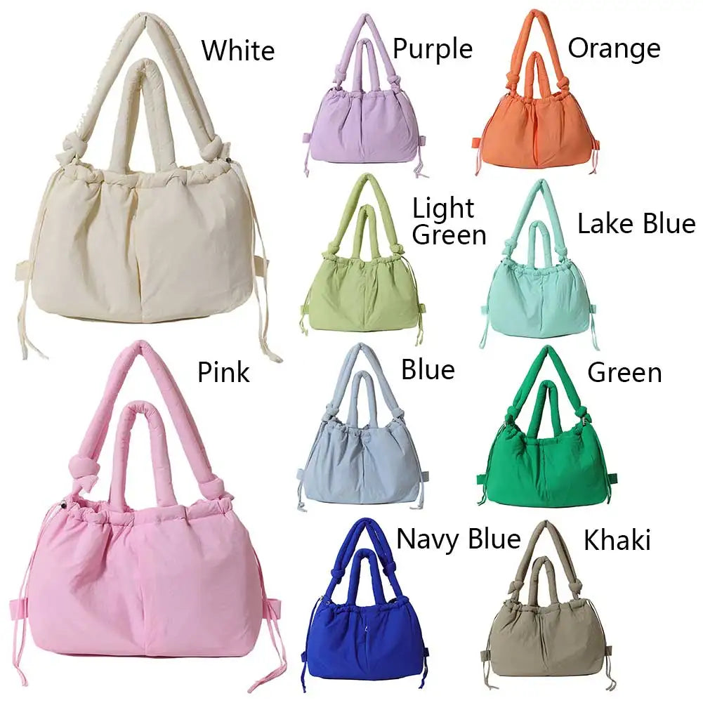 Nylon Solid Backpack Large Capacity Puffy Purse