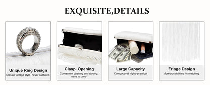 Evening Bag for Women Long Tassel Design Clutch Purses For Wedding Cocktail Prom