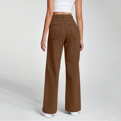 Ladies' High Waisted Straight Leg Pants Loose Casual