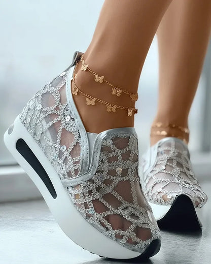 women's Muffin Sneakers Sequin Slip On Casual Shoes