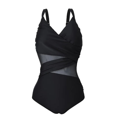 2025 New Sexy Plus Size One Piece Swimsuit Mesh Patchwork