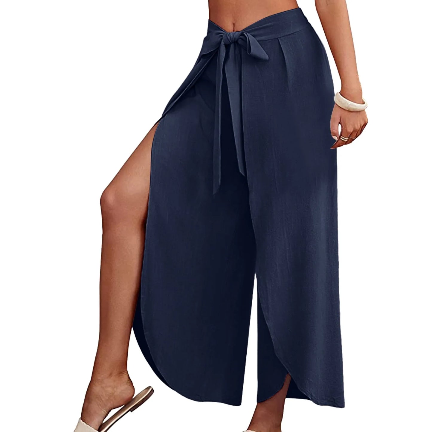 Womens Linen Wide Leg Flowy Bootcut Pants