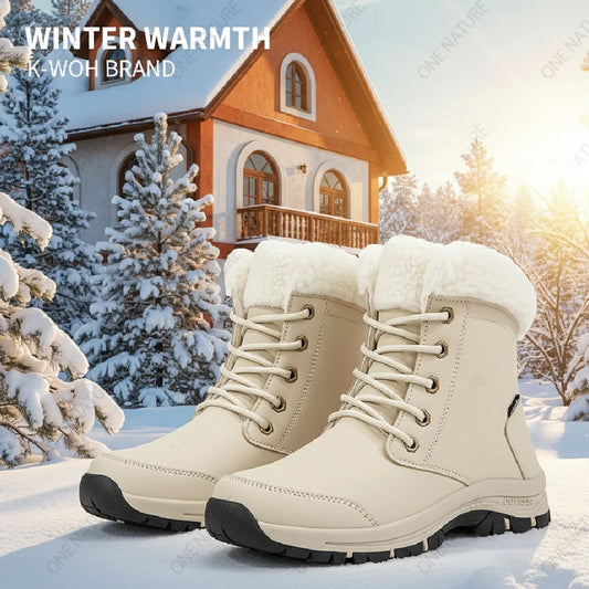 Snow Boots Women, Warm Faux Fur Lined, Slip Resistant Outdoor, Ankle Boots for Cold Weather, Fashion Design