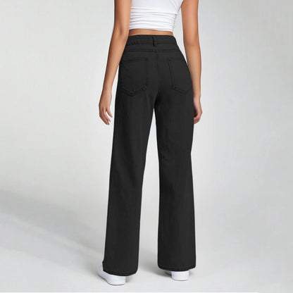 Ladies' High Waisted Straight Leg Pants Loose Casual