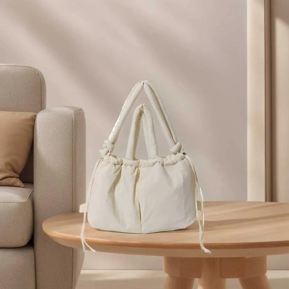 Nylon Solid Backpack Large Capacity Puffy Purse