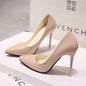 Nude Pumps Patent Leather Sexy Pointed Toe Thin Heel