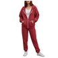 Women Long Sleeve Solid Color Hooded Sweatshirt and Pant