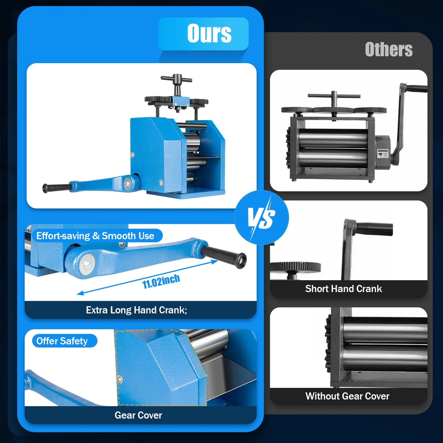 3inch Three-in-One Jewelry Rolling Mill Machine Flat Metal Goldsmith Gold Silver Engraver Tool 40cr Rollers for DIY Jewelry Work