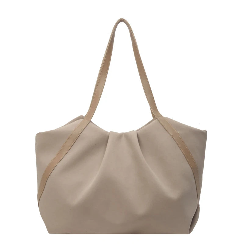 Women Work Tote Handbag Large Capacity Canvas Handheld Bag Contrast Color.