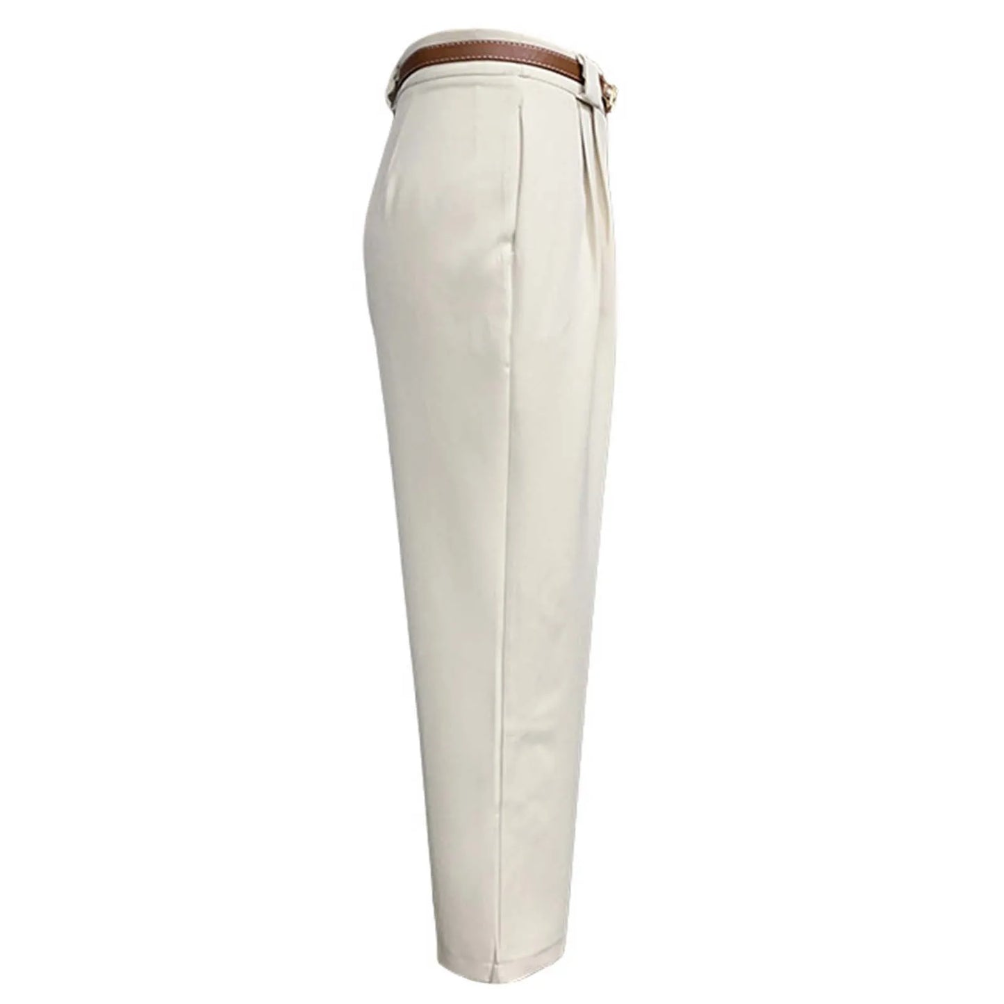 Elegant Women's Solid Color High Waist Ankle Length Straight Leg Dress Pants