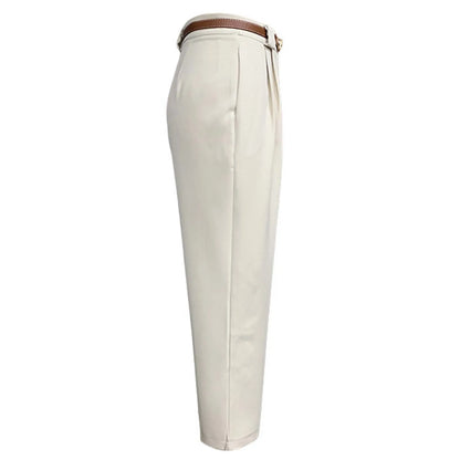 Elegant Women's Solid Color High Waist Ankle Length Straight Leg Dress Pants