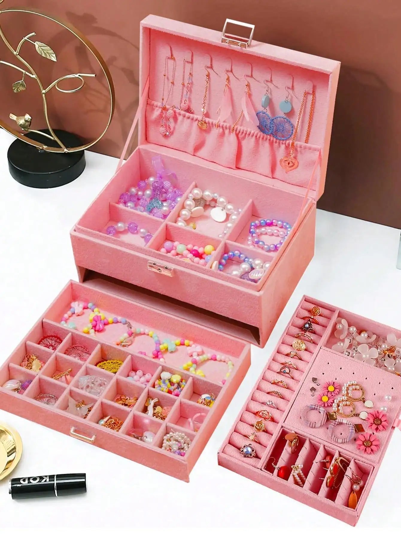 Luxury Dark Green Multi-Layer Jewelry Box