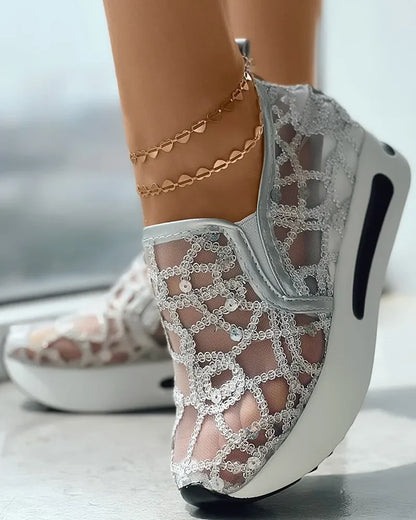 women's Muffin Sneakers Sequin Slip On Casual Shoes