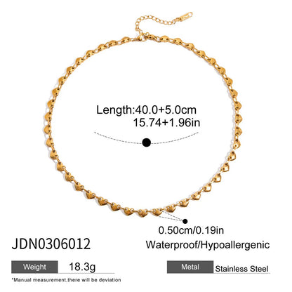 Simple Classic 18K Gold Color Plated Stainless Steel Heart-