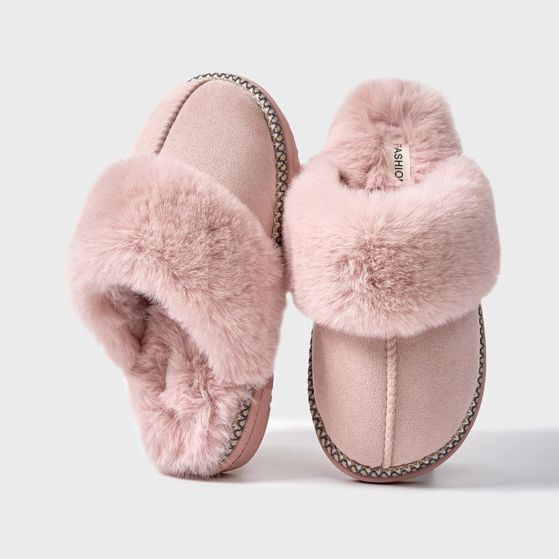 Winter Fur Cotton Slippers For Women Soft Comfort
