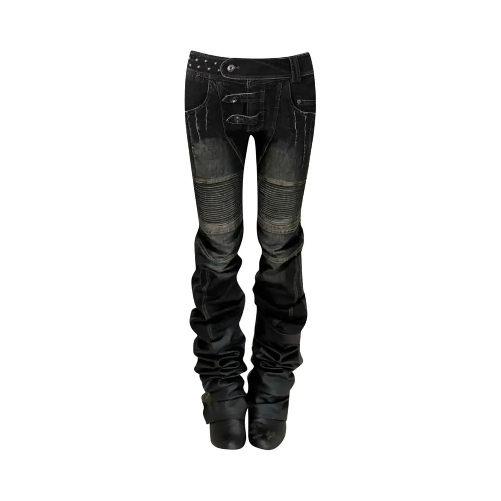 American Street Oversize Washed Retro Heavy Industry Motorcycle Jeans