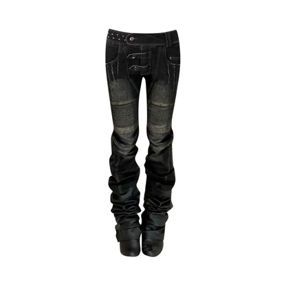 American Street Oversize Washed Retro Heavy Industry Motorcycle Jeans