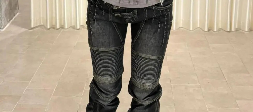 American Street Oversize Washed Retro Heavy Industry Motorcycle Jeans