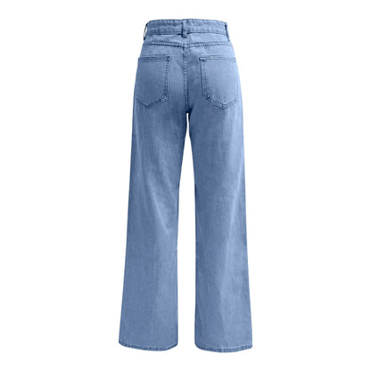 Ladies' High Waisted Straight Leg Pants Loose Casual