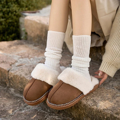 Winter Fur Cotton Slippers For Women Soft Comfort