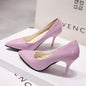 Nude Pumps Patent Leather Sexy Pointed Toe Thin Heel