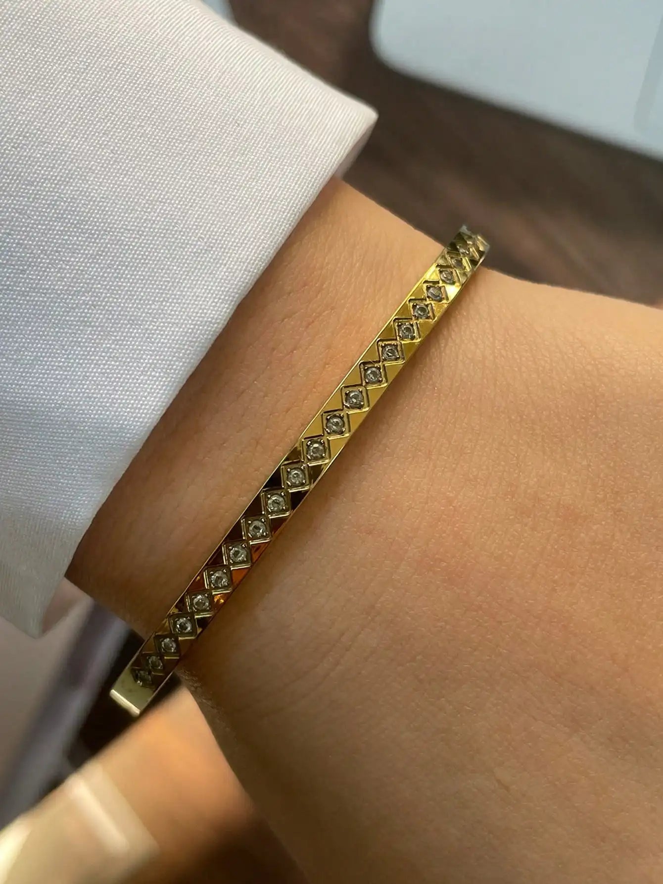 1PC Luxury Gold& Silver Horseshoe Bracelet, Chunky, Stainless Steel Bracelet