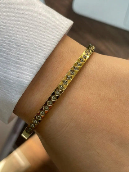 1PC Luxury Gold& Silver Horseshoe Bracelet, Chunky, Stainless Steel Bracelet