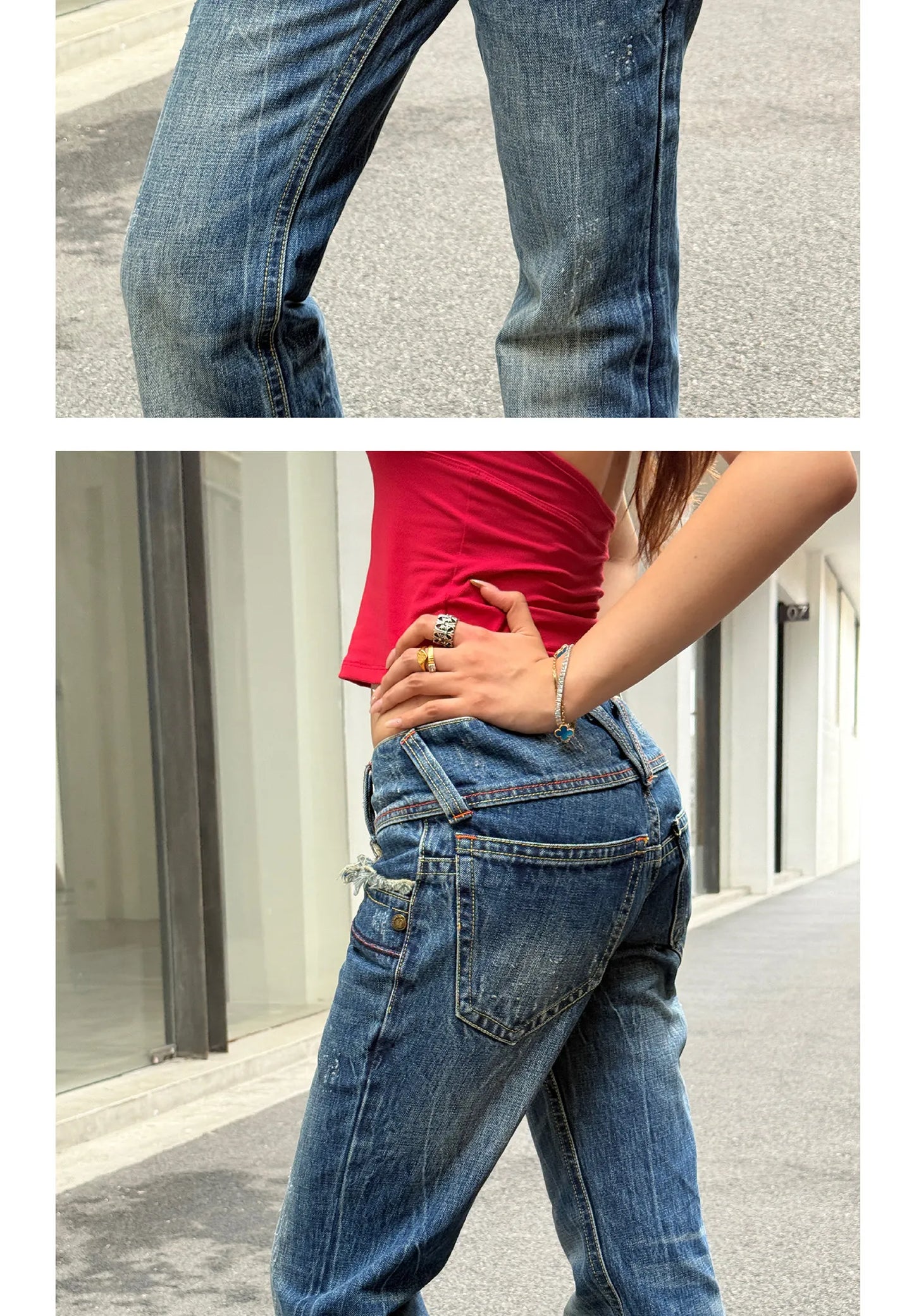 Women's Low Rise Pants Simple Bell Bottom Jeans Stretch Skinny