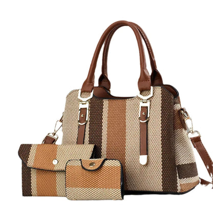 3PCS Bag Set, Canvas Shoulder Bag, with Purse and Card Holder