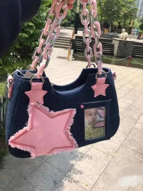 Fashion Shoulder Star Denim Bag