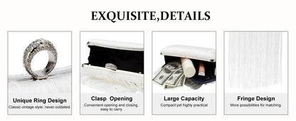 Evening Bag for Women Long Tassel Design Clutch Purses For Wedding Cocktail Prom