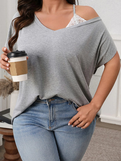 Women s Plus Size Off Shoulder Ruffle Blouse Casual Loose Fit Top