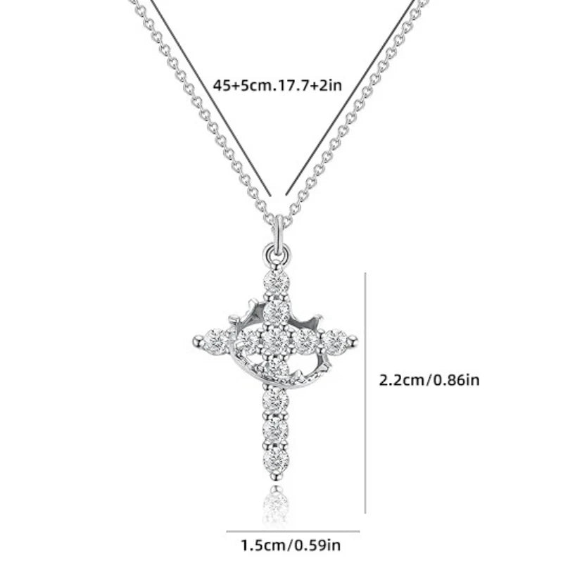 Light Luxury Pave Zircon Cross Necklace | Gold/Silver Dual-Tone