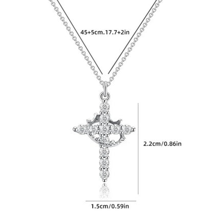 Light Luxury Pave Zircon Cross Necklace | Gold/Silver Dual-Tone