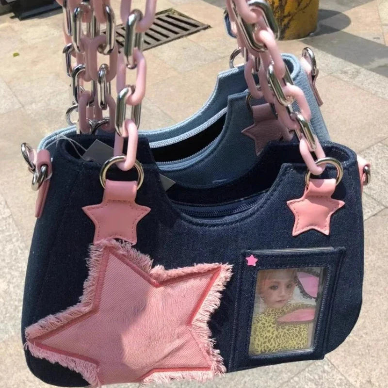 Fashion Shoulder Star Denim Bag