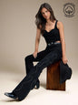 High Waist Western Studded Flared Denim Jeans