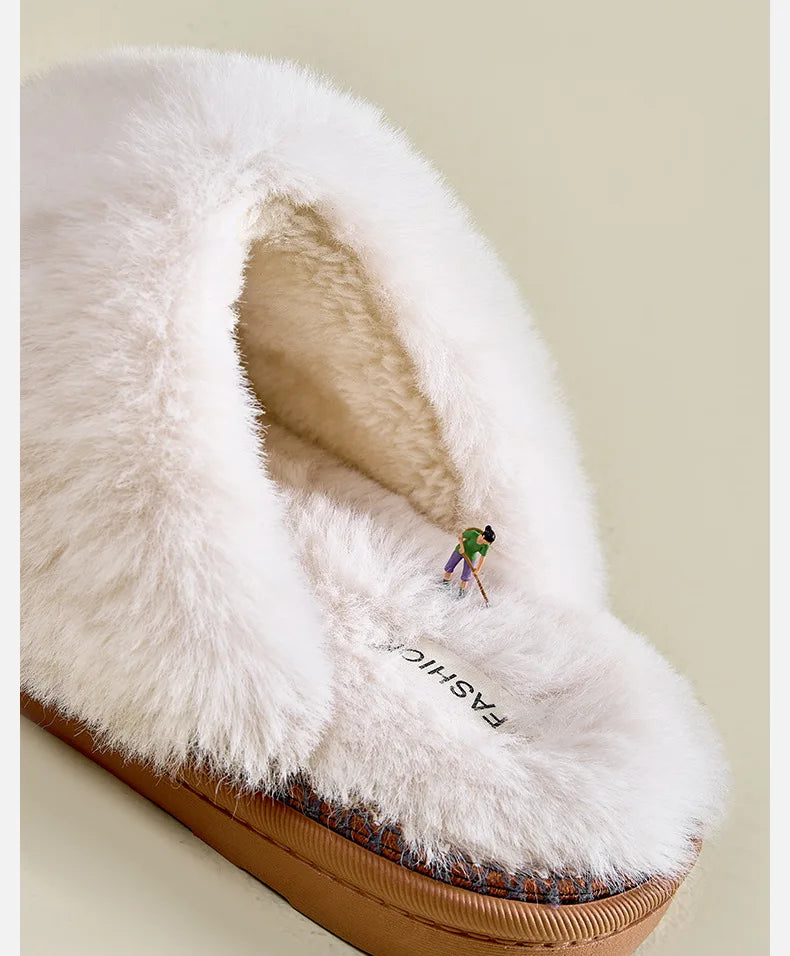 Winter Fur Cotton Slippers For Women Soft Comfort