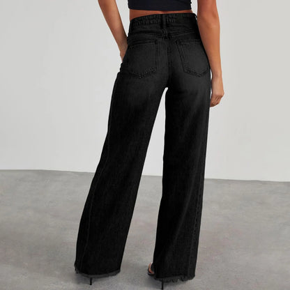 Retro High Waist Straight Leg Jeans